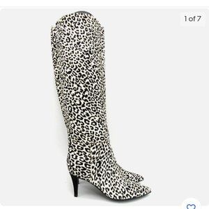 Marc Fisher LTD Womens Ginniely Leopard Calf Hair Knee Boots